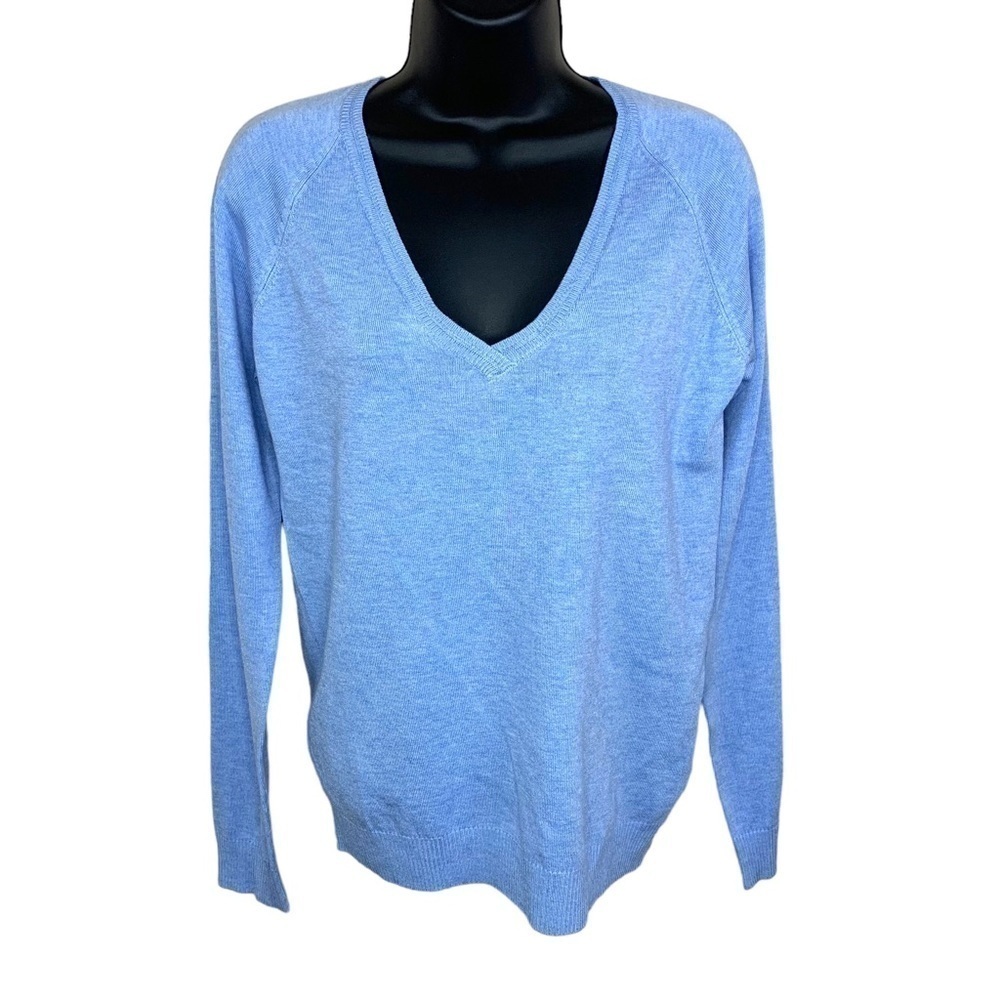 NEW Sfera Casual Soft Blue Knit Sweater V Neck Long Sleeve Preppy Medium